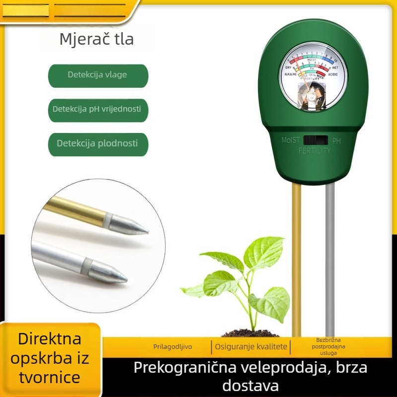 Tlo 3-u-1 mjerač: pH, vlaga i plodnost tla