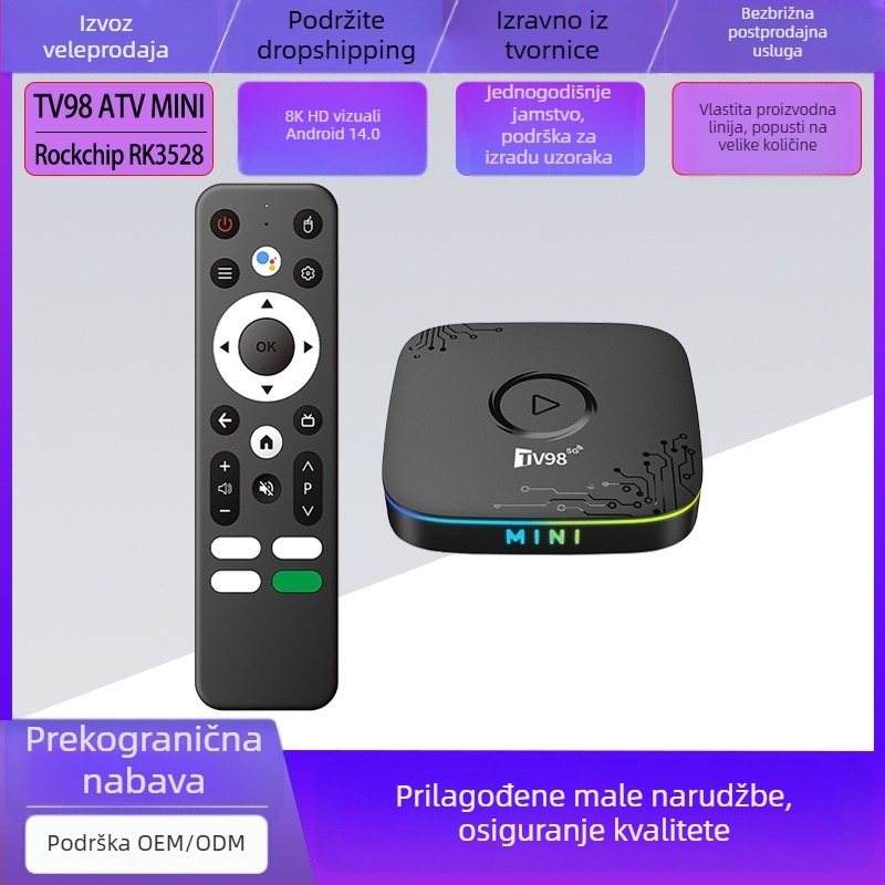 Tv98 ATV Mini Android 14 dual-band set-top box HDMI 8K mrežni multimedijski player
