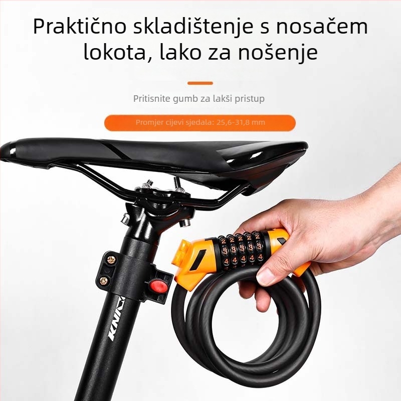 Zamka za planinski bicikl s kodnim mehanizmom protiv krađe, prenosni čelični kabel za električne bicikle, dodaci za bicikl