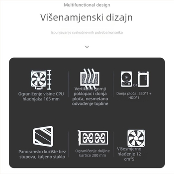 X-2 Sea View Room kućište računala – MATX/ATX srednji toranj, čelično, uključuje napajanje, prednji USB 3.0