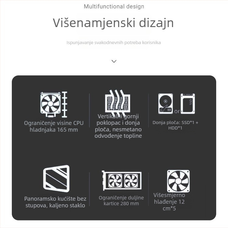 X-2 Sea View Room kućište računala – MATX/ATX srednji toranj, čelično, uključuje napajanje, prednji USB 3.0