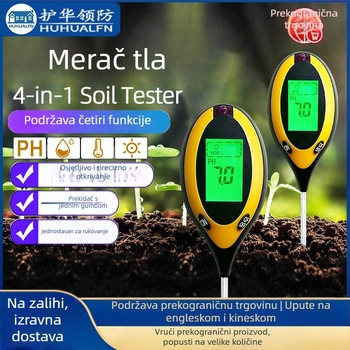 Četiri u jednom tester tla s osvjetljenjem, temperaturom, vlagom tla i pH