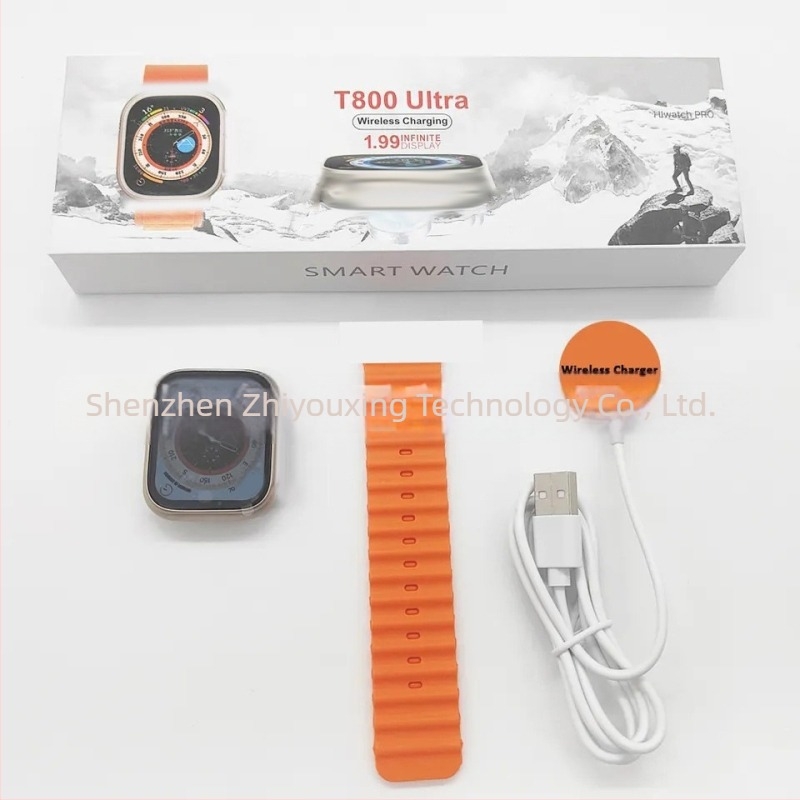 T800 Ultra pametni sat, četvrtasti brojčanik, 44 mm, silikon narukvica, višejezično sučelje, NFC, Bluetooth pozivi, praćenje sna, mjerenje zasićenja kisikom u krvi, bežično punjenje