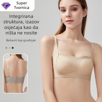 Bešavni latex grudnjak bez žice, za male grudi, oblikuje bočne nabore, sportski vest-stil za leđa.