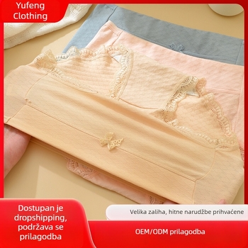 Damske pamukaste trokutaste gaćice s visokim strukom, udobne, prozračne, mekane, prilagođene bokovima, plus veličina