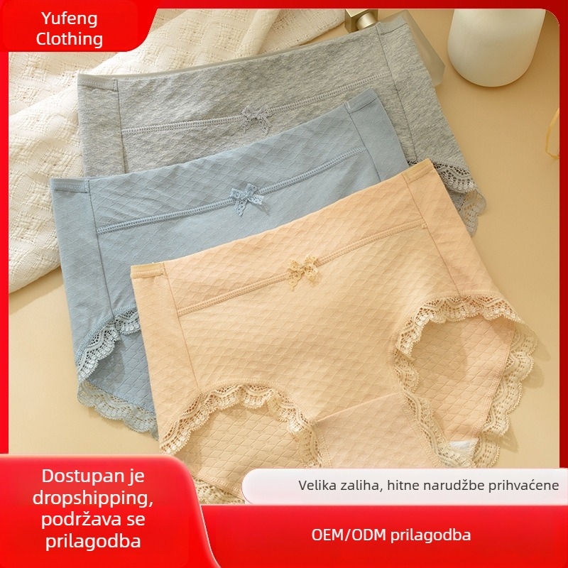 Damske pamukaste trokutaste gaćice s visokim strukom, udobne, prozračne, mekane, prilagođene bokovima, plus veličina
