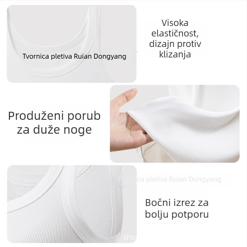 Ženski pamuk bez rukava top s okruglim izrezom, jednodobojan, lagani ljetni komad za slojevito odijevanje