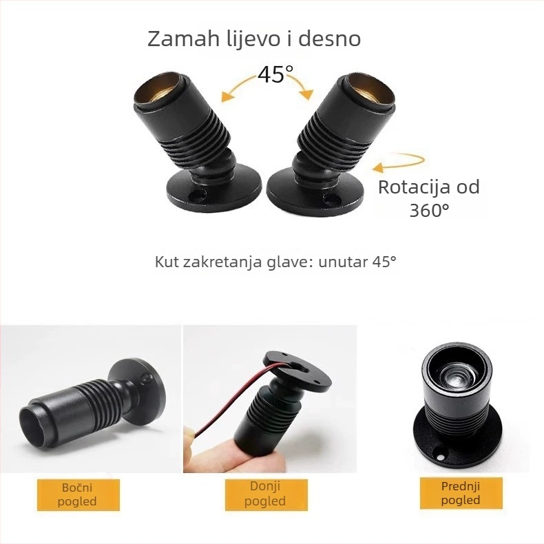 Bohao Lighting površinski montirani mini LED reflektor s podesivim zumom, za vitrine i ormare za nakit