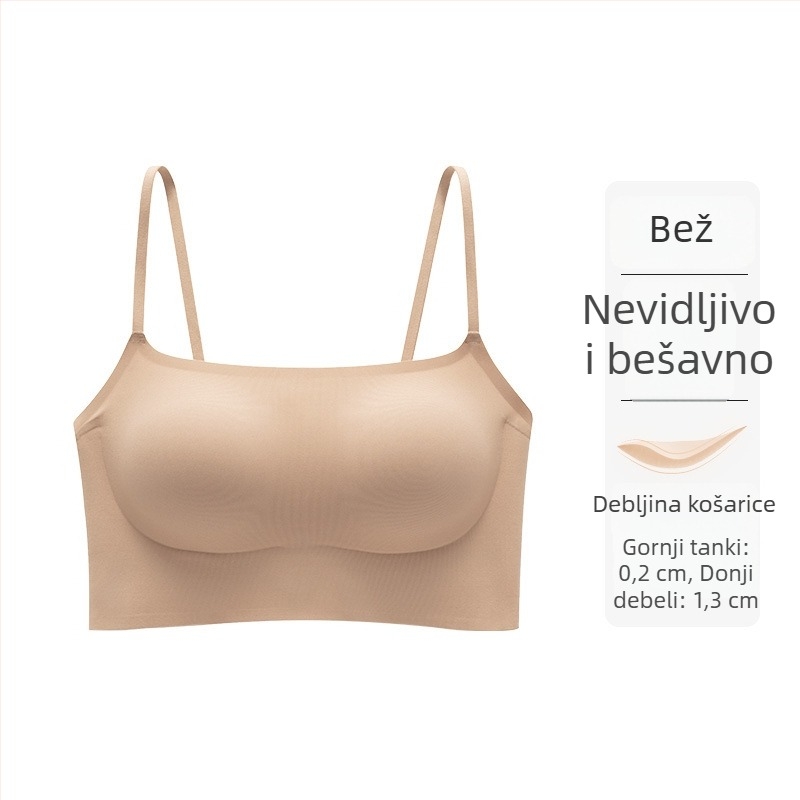 Bezšivni nevidljivi top grudnjak s ugrađenim jastučićima, prozračni stražnji dio