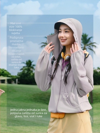 Unisex jakna za zaštitu od sunca s UV, lagana i prozračna Ice Silk tkanina, s kapuljačom, za outdoor aktivnosti u planinama
