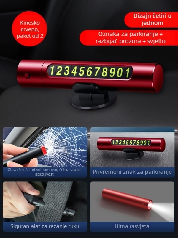Razbijač prozora za automobil — višestruki evakuacijski alat u vozilu