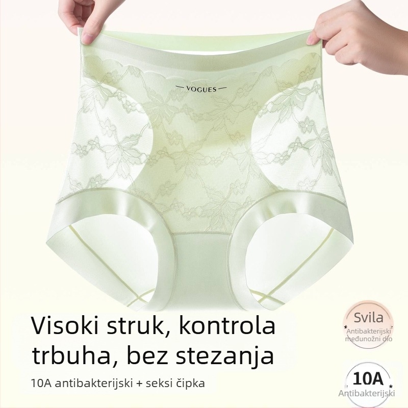 Plus veličine ženske gaćice s visokim strukom, kontrola stomaka, prozračni viskozni materijal, antibakterijska podstava u intimnoj zoni, cvjetni uzorak