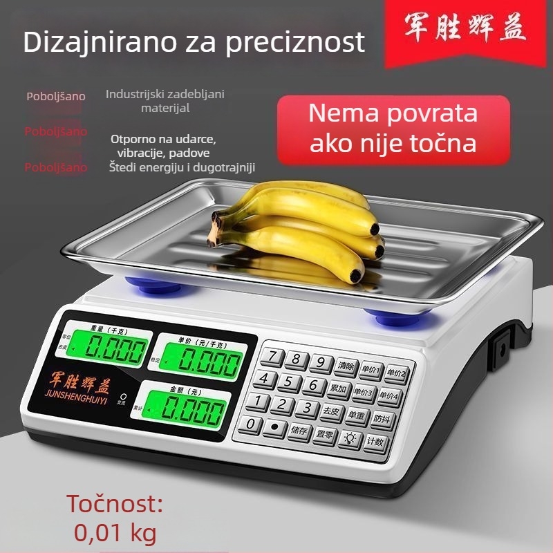 Kompaktna elektronička vaga 30 kg za poslovnu upotrebu, precizna kuhinjska vaga za prodaju povrća na štandu