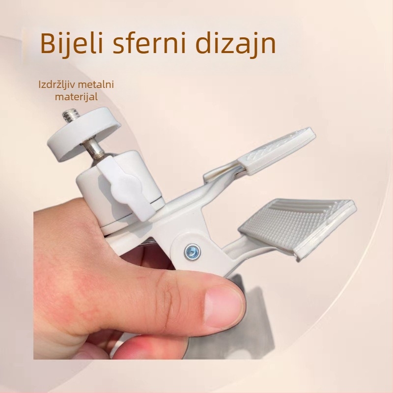 Bijeli sferični pan-tilt čvrsti stezaljka, metalni držač za bljeskalicu, stolni držač pozadne ploče