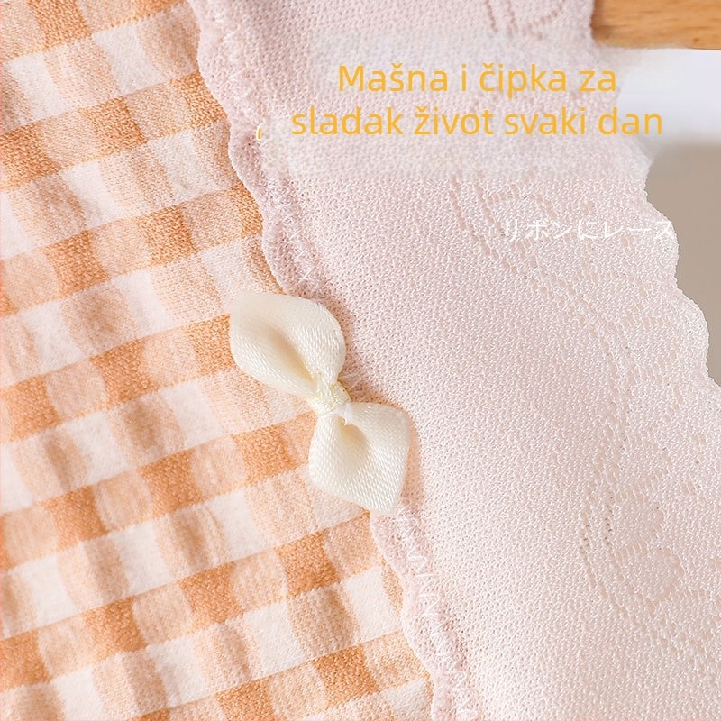 Ženske gaćice od pamuka s srednjim-visokim pojasom, prozračne, karirani uzorak, novi model 2021