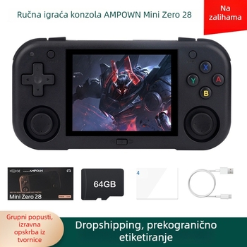 Ampown Mini Zero 28 ručna konzola za igre s joystickom, 2,8-inčni zaslon, retro klasičan dizajn