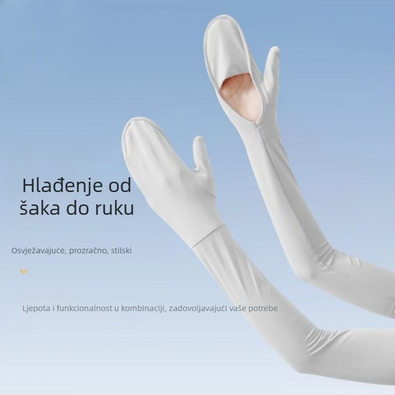 Ženski UV zaštitni rukavi od Ice Silk, dugi, s potpunim pokrivanjem prstiju, za vožnju i biciklizam