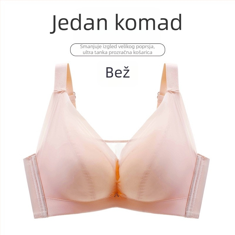 Plus veličine latex grudnjak s metalnim okvirima, Push-Up, ultra tanak, košarice pune pokrivenosti, za žene, čini veće grudi manjima