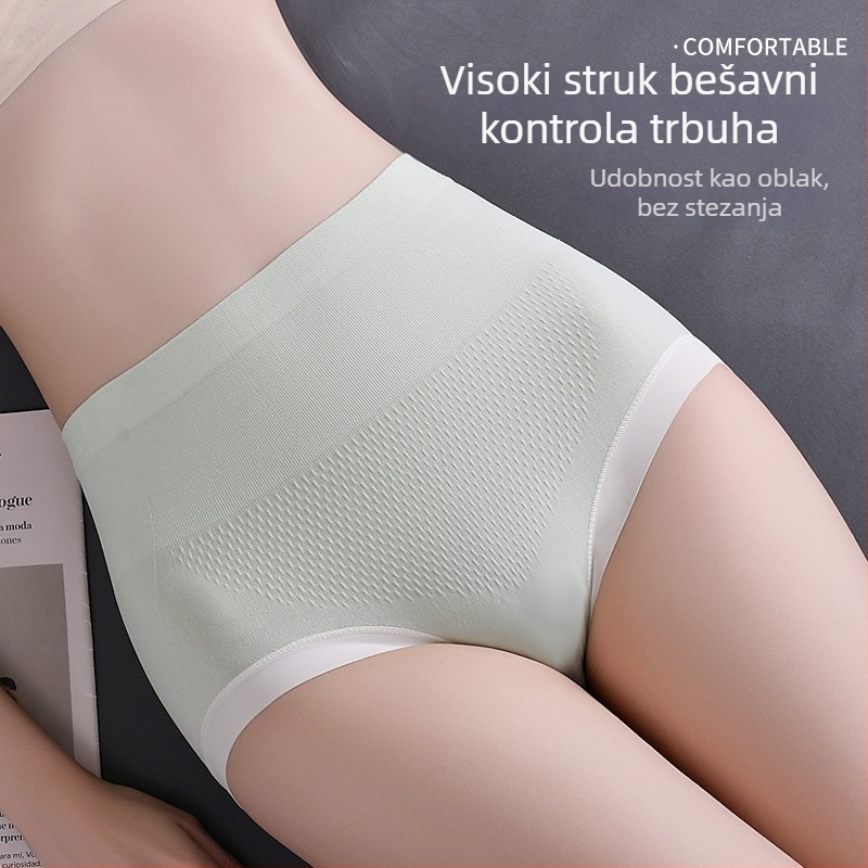 Bešivne ženske gaćice visokog struka, bez šavova, 100% pamuka, visoka elastičnost, udobne i prozračne, oblikovanje trbuha i podizanje stražnjice, trokutaste gaćice