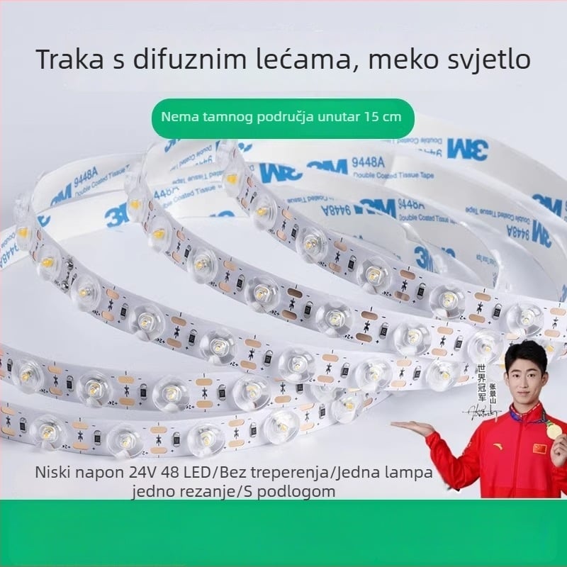 LED linearna svjetlosna traka s difuznom refleksijom i lećom, 24V, samoljepljiva, za stropne kutije s lećama