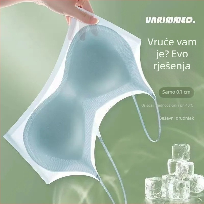 Izuzetno tanak, prozračan bezšavni grudnjak za ljeto, Ice Silk, lijep leđa, bez žice, čvrste čašice, velika veličina