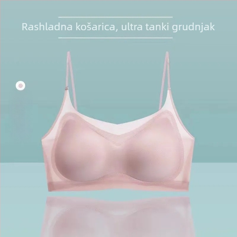 Izuzetno tanak, prozračan bezšavni grudnjak za ljeto, Ice Silk, lijep leđa, bez žice, čvrste čašice, velika veličina