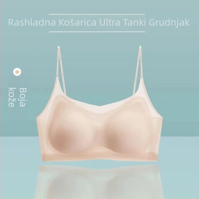 Izuzetno tanak, prozračan bezšavni grudnjak za ljeto, Ice Silk, lijep leđa, bez žice, čvrste čašice, velika veličina