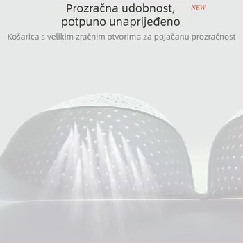 Bešivni ultra-tanki grudnjak bez naramenica s perforiranim košaricama veličine C, bez metalnih kostiju, podesiv, antibakterijski svilenkasti materijal