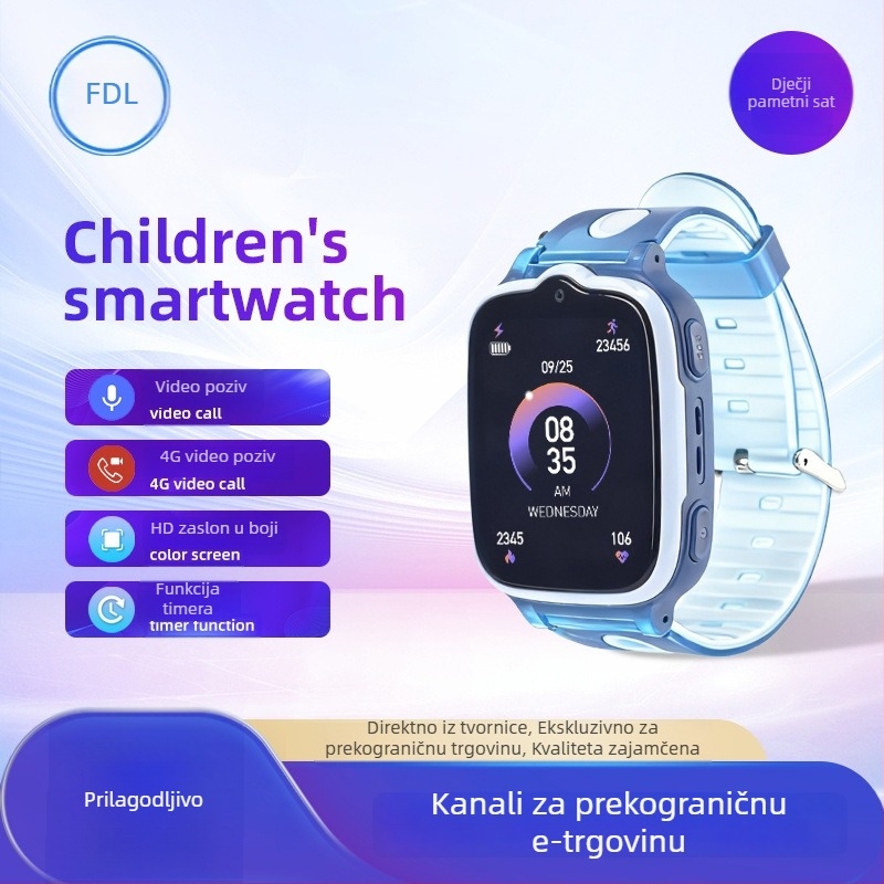 Dječji pametni sat s kamerom, video chat u stvarnom vremenu, fotografije s velikim otvorom, sport i pedometar