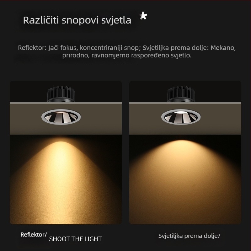 LED ugrađena zidna rasvjeta za pranje zida, s anti-sjajem, uski rub, profil nalik brežuljku; za komercijalne i kućne prostore (dnevni boravak, hodnik)