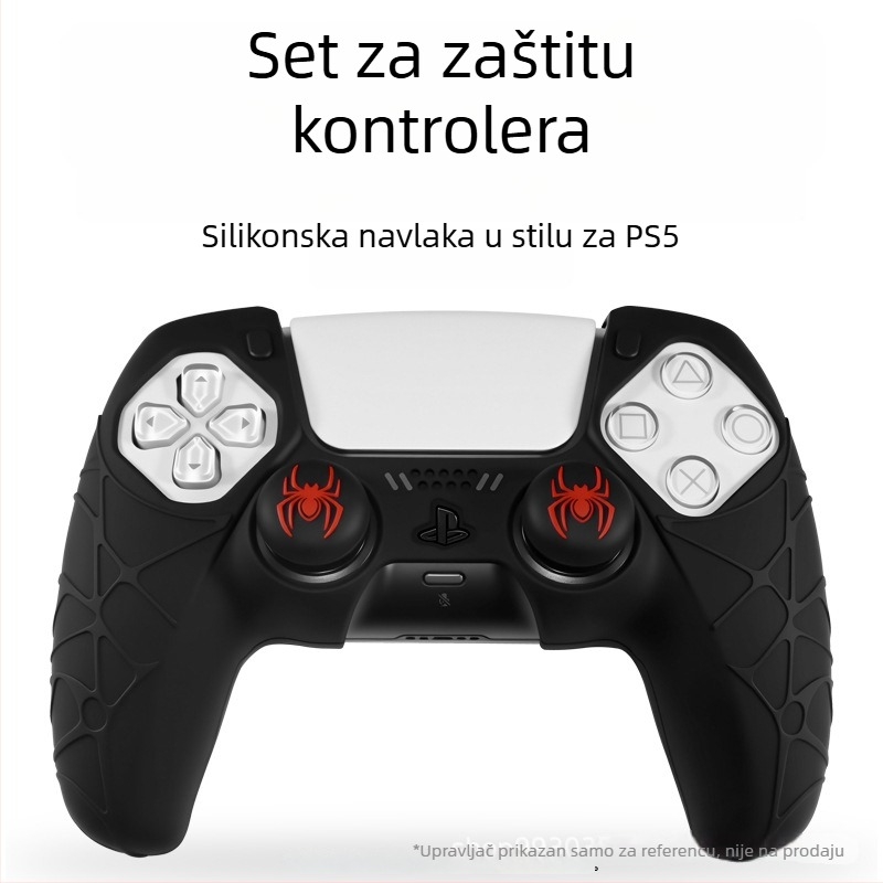 Silikonska zaštitna maska za PS5 kontroler – potpuno pokriće, mekani kućište s uzorkom pauka, protuklizno