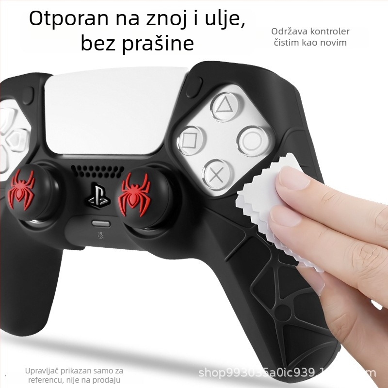 Silikonska zaštitna maska za PS5 kontroler – potpuno pokriće, mekani kućište s uzorkom pauka, protuklizno