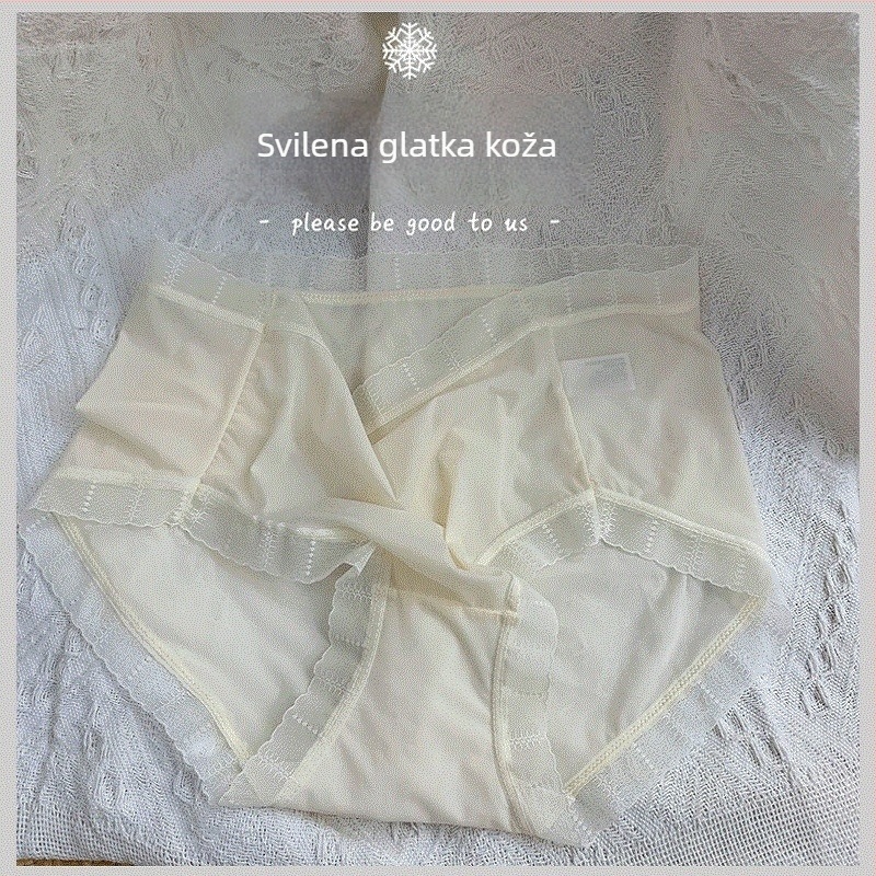 Ženske gaćice Ice Silk, ultra tanke, antibakterijsko pamuk, prozračan čipkasti rub, velika veličina, brzo sušenje