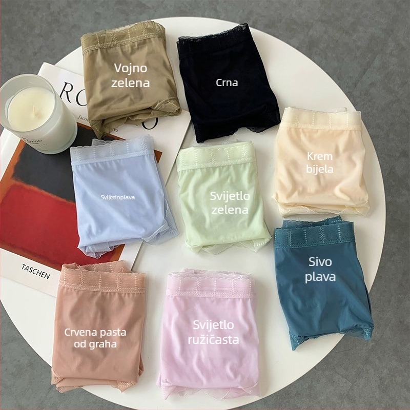 Ženske gaćice Ice Silk, ultra tanke, antibakterijsko pamuk, prozračan čipkasti rub, velika veličina, brzo sušenje