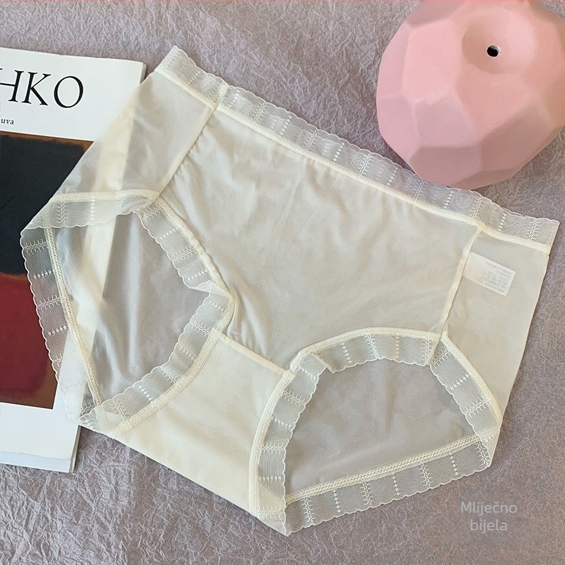 Ženske gaćice Ice Silk, ultra tanke, antibakterijsko pamuk, prozračan čipkasti rub, velika veličina, brzo sušenje