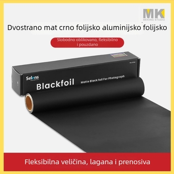 Crni fotografijski pozadinski papir s aluminijskom folijom i tkaninom koja upija svjetlo, dodaci za kontrolu osvjetljenja