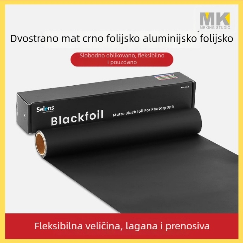 Crni fotografijski pozadinski papir s aluminijskom folijom i tkaninom koja upija svjetlo, dodaci za kontrolu osvjetljenja