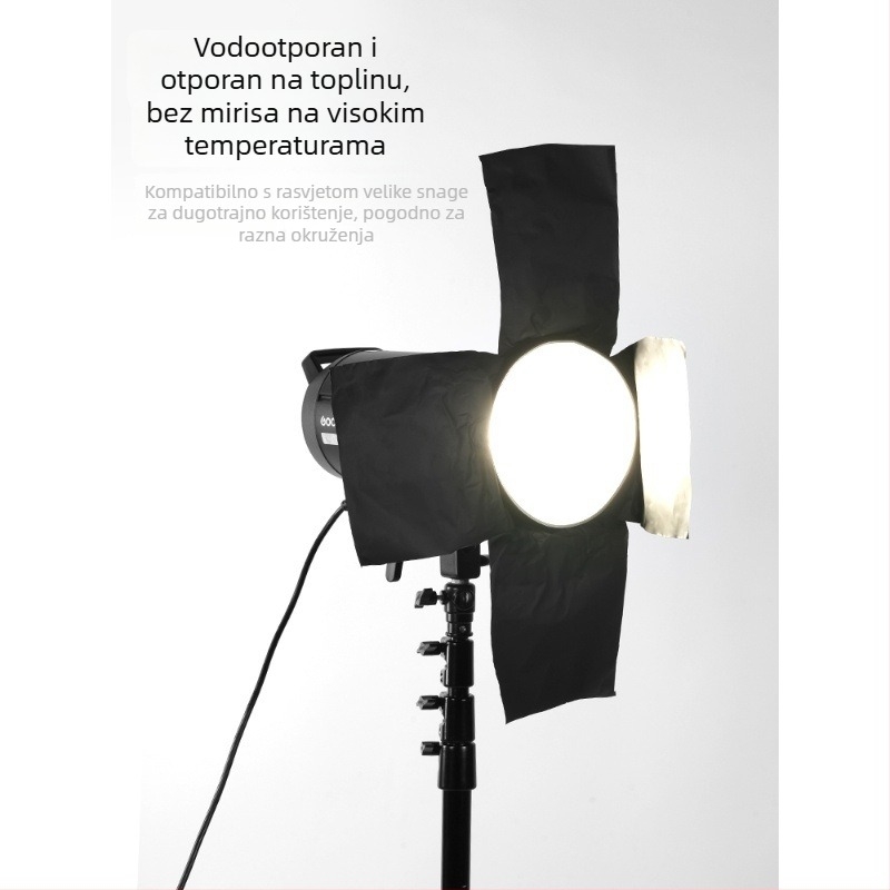 Crni fotografijski pozadinski papir s aluminijskom folijom i tkaninom koja upija svjetlo, dodaci za kontrolu osvjetljenja
