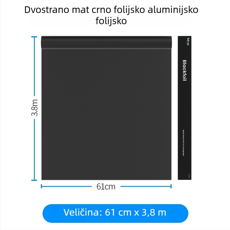 Crni fotografijski pozadinski papir s aluminijskom folijom i tkaninom koja upija svjetlo, dodaci za kontrolu osvjetljenja