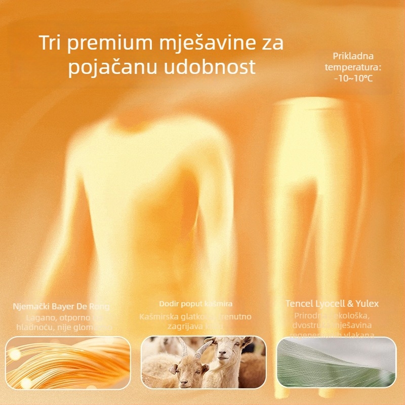 Derong termalni komplet donjeg rublja, antibakterijski, s fleksom, debeo, jesen-zima, unisex, bezšivni, s grijanom ovratnikom, gornji dio i donji dio