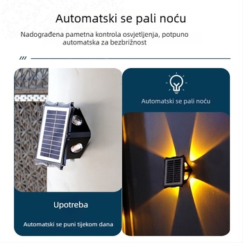 Solarska vanjska zidna svjetiljka, vodootporna, ambijentalno dekorativno osvjetljenje za balkon, vrt i krajolik vile