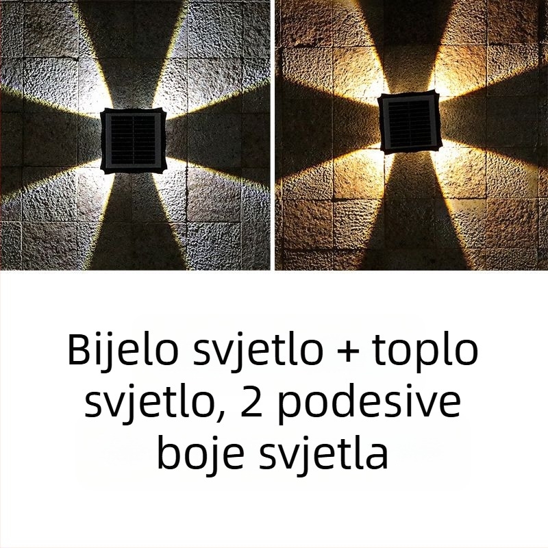 Solarska vanjska zidna svjetiljka, vodootporna, ambijentalno dekorativno osvjetljenje za balkon, vrt i krajolik vile