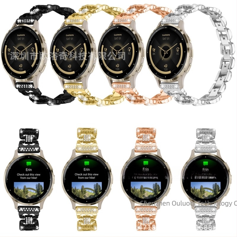 18 mm metalna narukvica za Garmin Vivoactive Venu3 s dijamantnom ukrasom