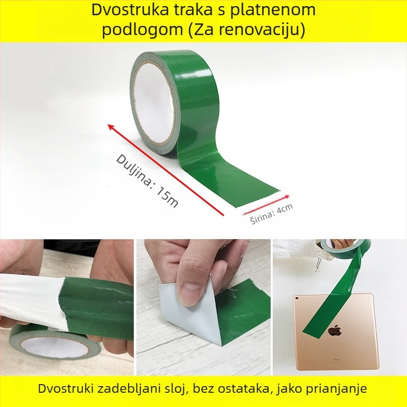 Dvostrano platnena zaštitna traka za pod, vodootporna ljepila, reflektirajuća, visoke prionjivosti, za dekoriranje poda