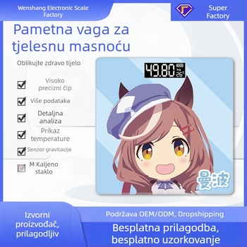 Kompaktna Bluetooth punjiva vaga za mjerenje težine i tjelesne masnoće, mjerenje vlage i kalorija