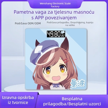 Kompaktna Bluetooth punjiva vaga za mjerenje težine i tjelesne masnoće, mjerenje vlage i kalorija