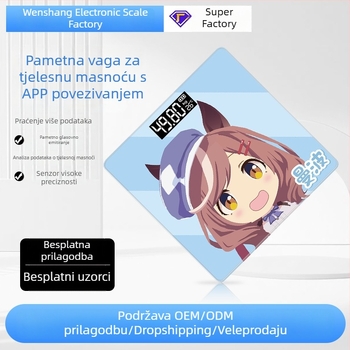 Kompaktna Bluetooth punjiva vaga za mjerenje težine i tjelesne masnoće, mjerenje vlage i kalorija