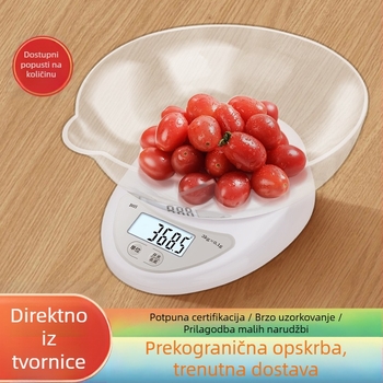 B05 Kuhinjska digitalna vaga, kapacitet 5 kg, preciznost 1 g – kompaktna vaga za mjerenje grama za pečenje