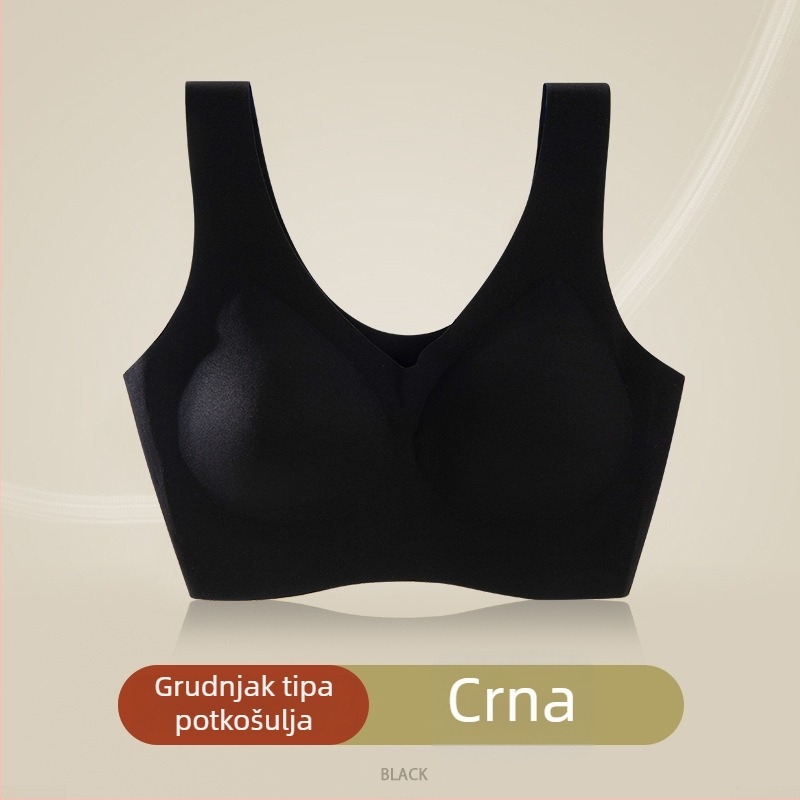 Bešavni bežični push-up grudnjak s ugrađenom neodvojivom umetkom, jednodelne košarice