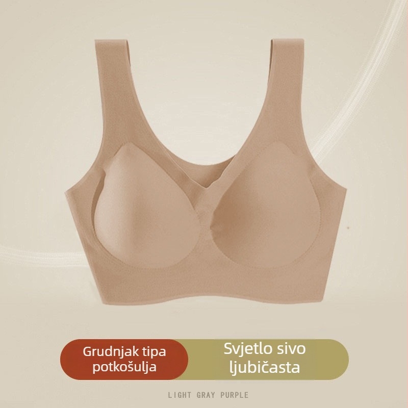 Bešavni bežični push-up grudnjak s ugrađenom neodvojivom umetkom, jednodelne košarice